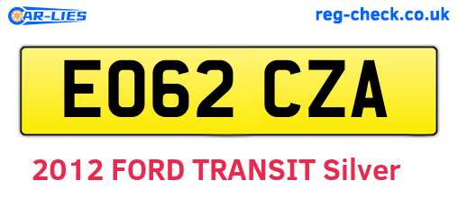 EO62CZA are the vehicle registration plates.