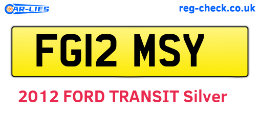 FG12MSY are the vehicle registration plates.