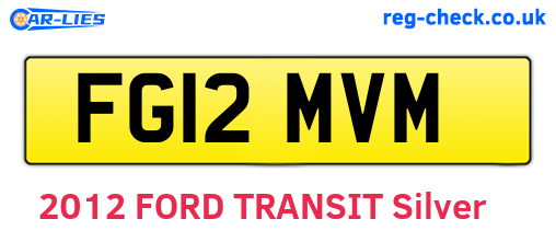 FG12MVM are the vehicle registration plates.