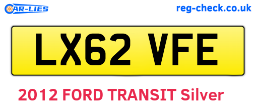 LX62VFE are the vehicle registration plates.
