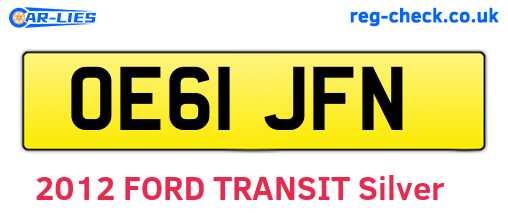 OE61JFN are the vehicle registration plates.