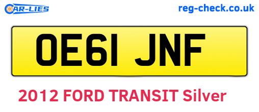 OE61JNF are the vehicle registration plates.