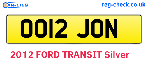 OO12JON are the vehicle registration plates.