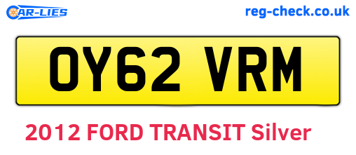 OY62VRM are the vehicle registration plates.