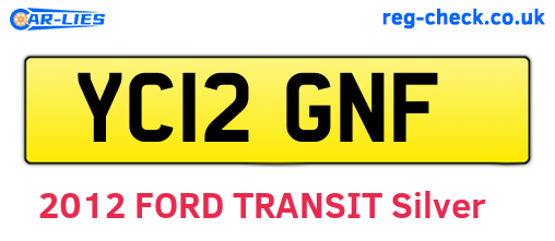 YC12GNF are the vehicle registration plates.