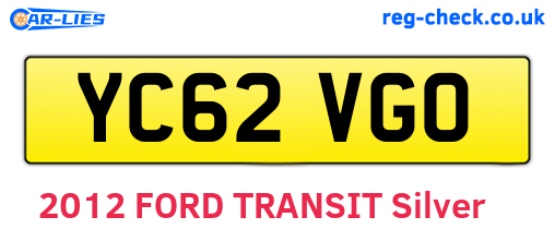 YC62VGO are the vehicle registration plates.