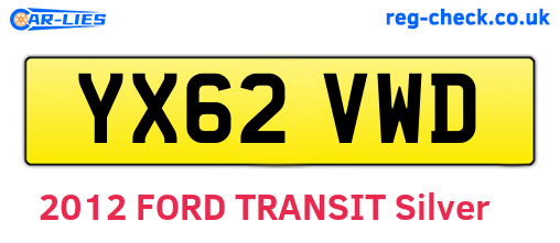 YX62VWD are the vehicle registration plates.