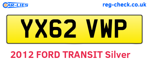 YX62VWP are the vehicle registration plates.