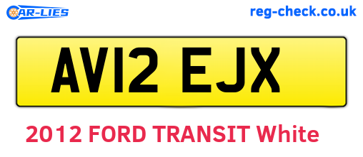 AV12EJX are the vehicle registration plates.