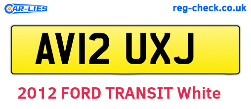 AV12UXJ are the vehicle registration plates.