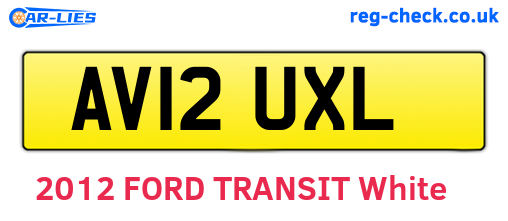 AV12UXL are the vehicle registration plates.
