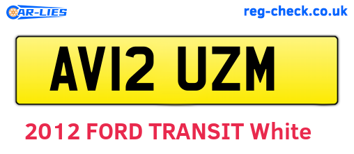 AV12UZM are the vehicle registration plates.