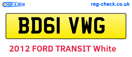 BD61VWG are the vehicle registration plates.