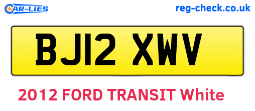 BJ12XWV are the vehicle registration plates.