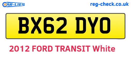 BX62DYO are the vehicle registration plates.