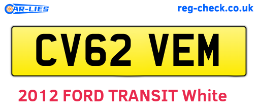 CV62VEM are the vehicle registration plates.