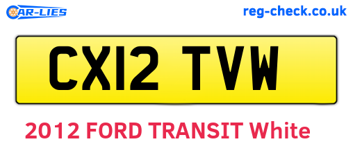 CX12TVW are the vehicle registration plates.