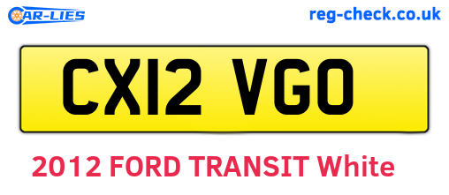 CX12VGO are the vehicle registration plates.