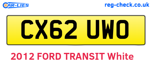 CX62UWO are the vehicle registration plates.