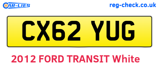 CX62YUG are the vehicle registration plates.