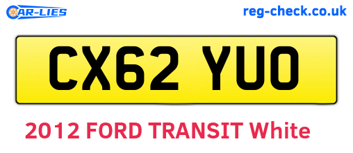 CX62YUO are the vehicle registration plates.