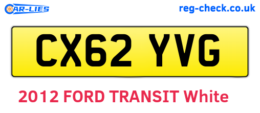 CX62YVG are the vehicle registration plates.