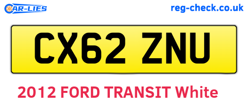 CX62ZNU are the vehicle registration plates.