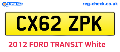 CX62ZPK are the vehicle registration plates.