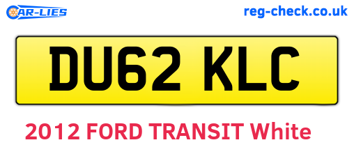 DU62KLC are the vehicle registration plates.