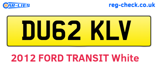 DU62KLV are the vehicle registration plates.
