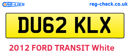 DU62KLX are the vehicle registration plates.