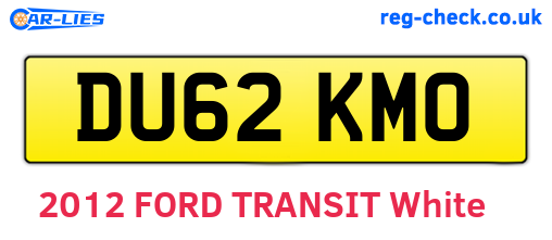 DU62KMO are the vehicle registration plates.