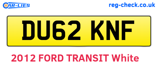 DU62KNF are the vehicle registration plates.