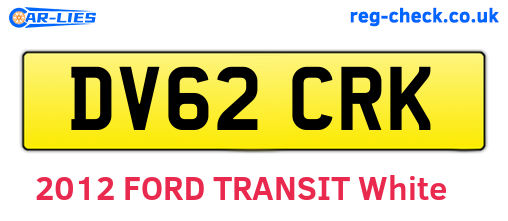 DV62CRK are the vehicle registration plates.