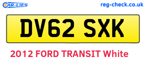 DV62SXK are the vehicle registration plates.