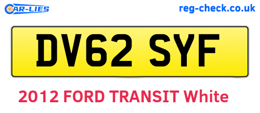 DV62SYF are the vehicle registration plates.