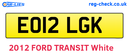EO12LGK are the vehicle registration plates.