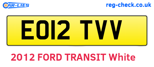 EO12TVV are the vehicle registration plates.