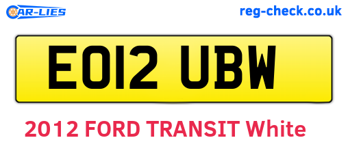 EO12UBW are the vehicle registration plates.