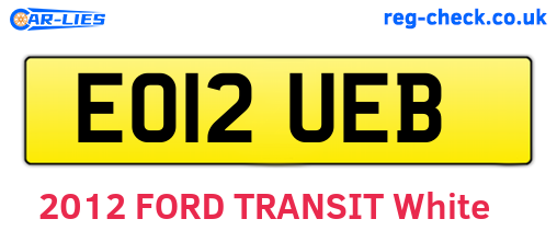 EO12UEB are the vehicle registration plates.