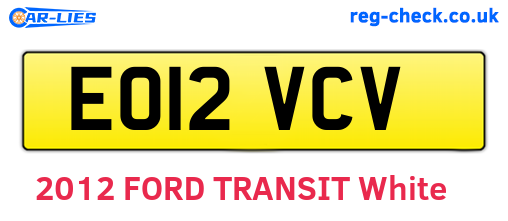 EO12VCV are the vehicle registration plates.