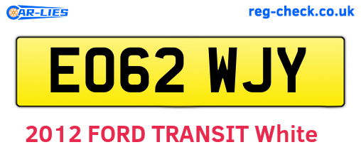 EO62WJY are the vehicle registration plates.