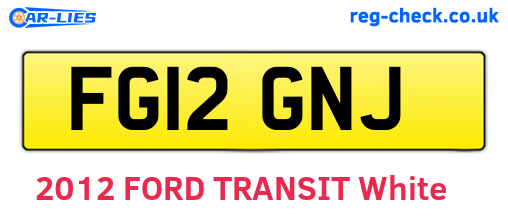 FG12GNJ are the vehicle registration plates.
