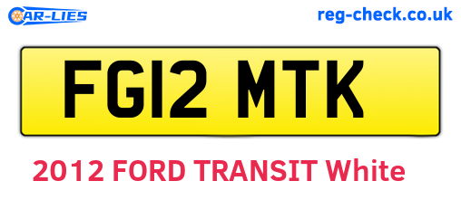 FG12MTK are the vehicle registration plates.