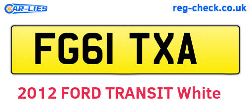 FG61TXA are the vehicle registration plates.