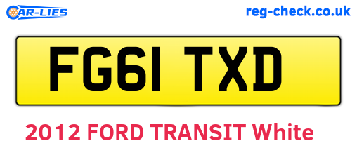 FG61TXD are the vehicle registration plates.