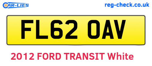 FL62OAV are the vehicle registration plates.