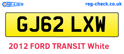 GJ62LXW are the vehicle registration plates.