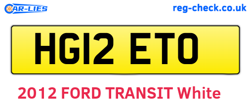 HG12ETO are the vehicle registration plates.