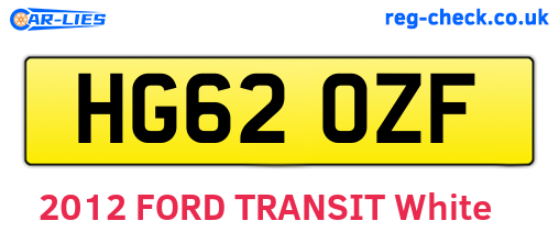 HG62OZF are the vehicle registration plates.